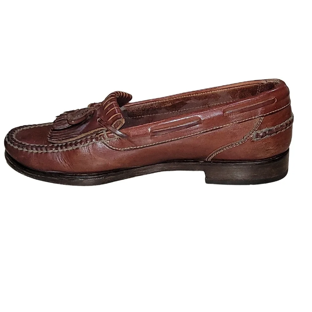 Vintage Cole Haan Men's Brown Tassel Loafers Leather Hand Sewn Sz 8.5 M‎